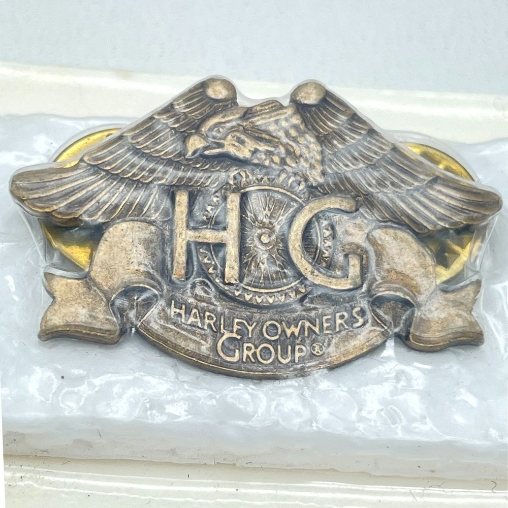 VTG Harley-Davidson Owners Group Eagle Shaped With Backing Card Brooch Pin Boho